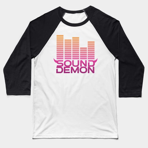 Sound Demon Peach Baseball T-Shirt by MattOArtDesign